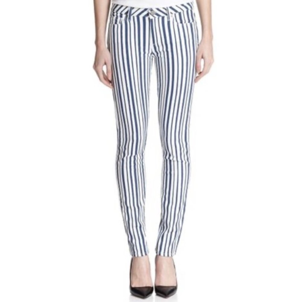 Paige Verdugo Blue and White Stripe Jeans